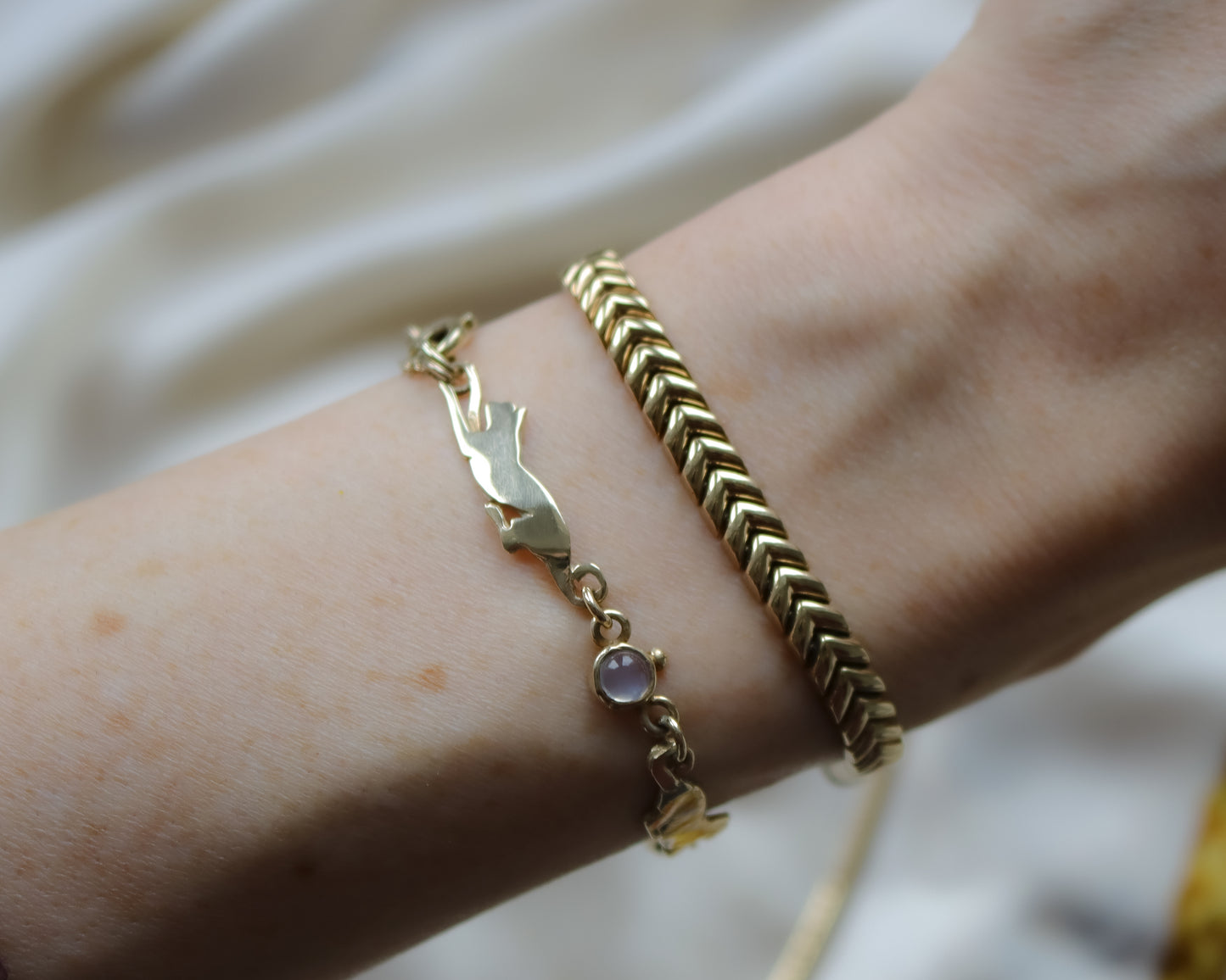 Vintage 9ct Gold Chevron Bracelet - 18.5cm