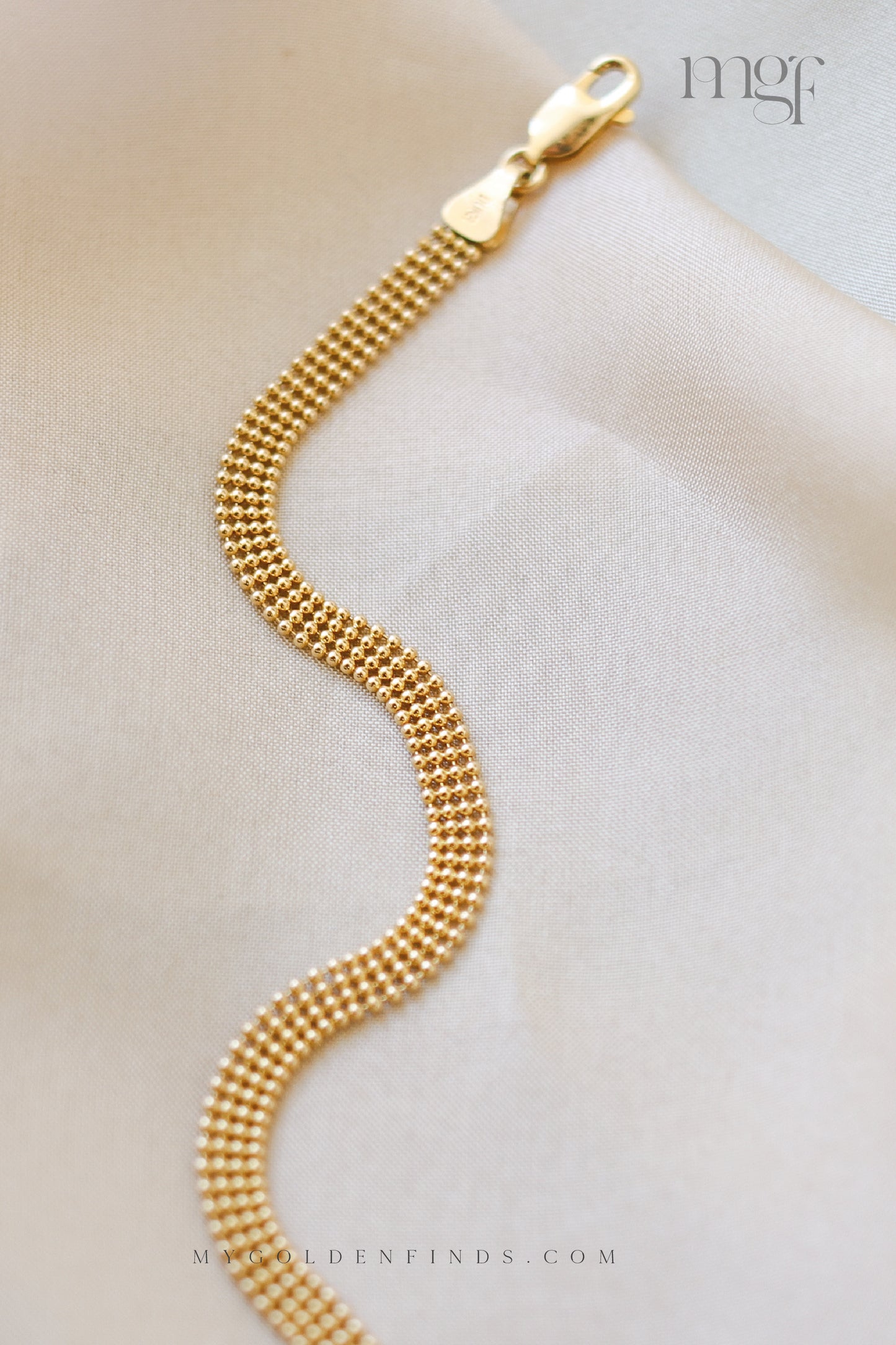 14ct yellow gold fancy link mesh bracelet