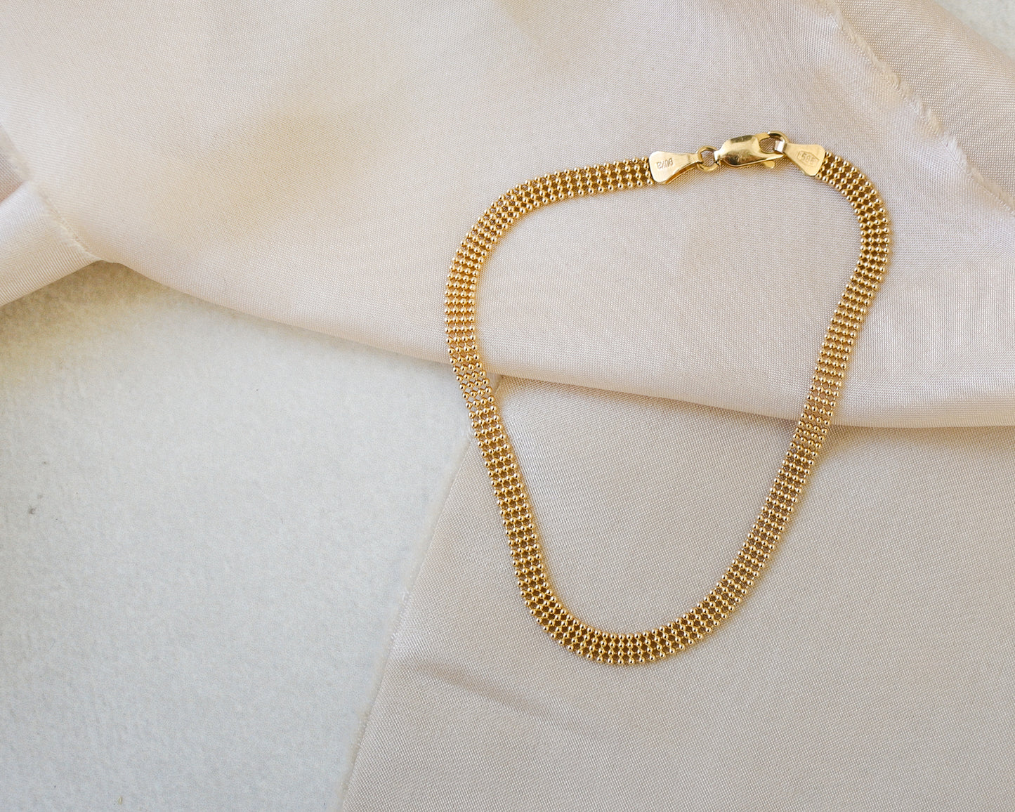 14ct yellow gold fancy link mesh bracelet