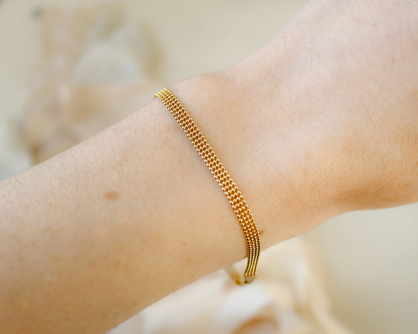 14ct yellow gold fancy link mesh bracelet