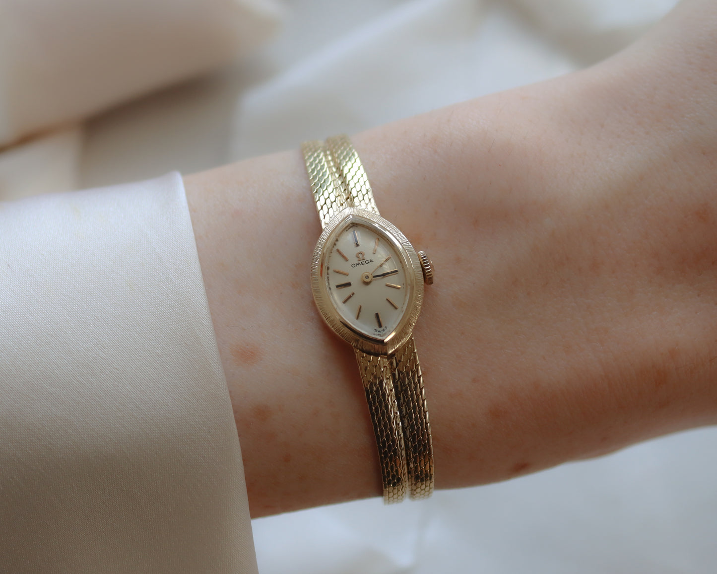 Super rare 1980's 14ct gold Omega watch with diamond shaped dial