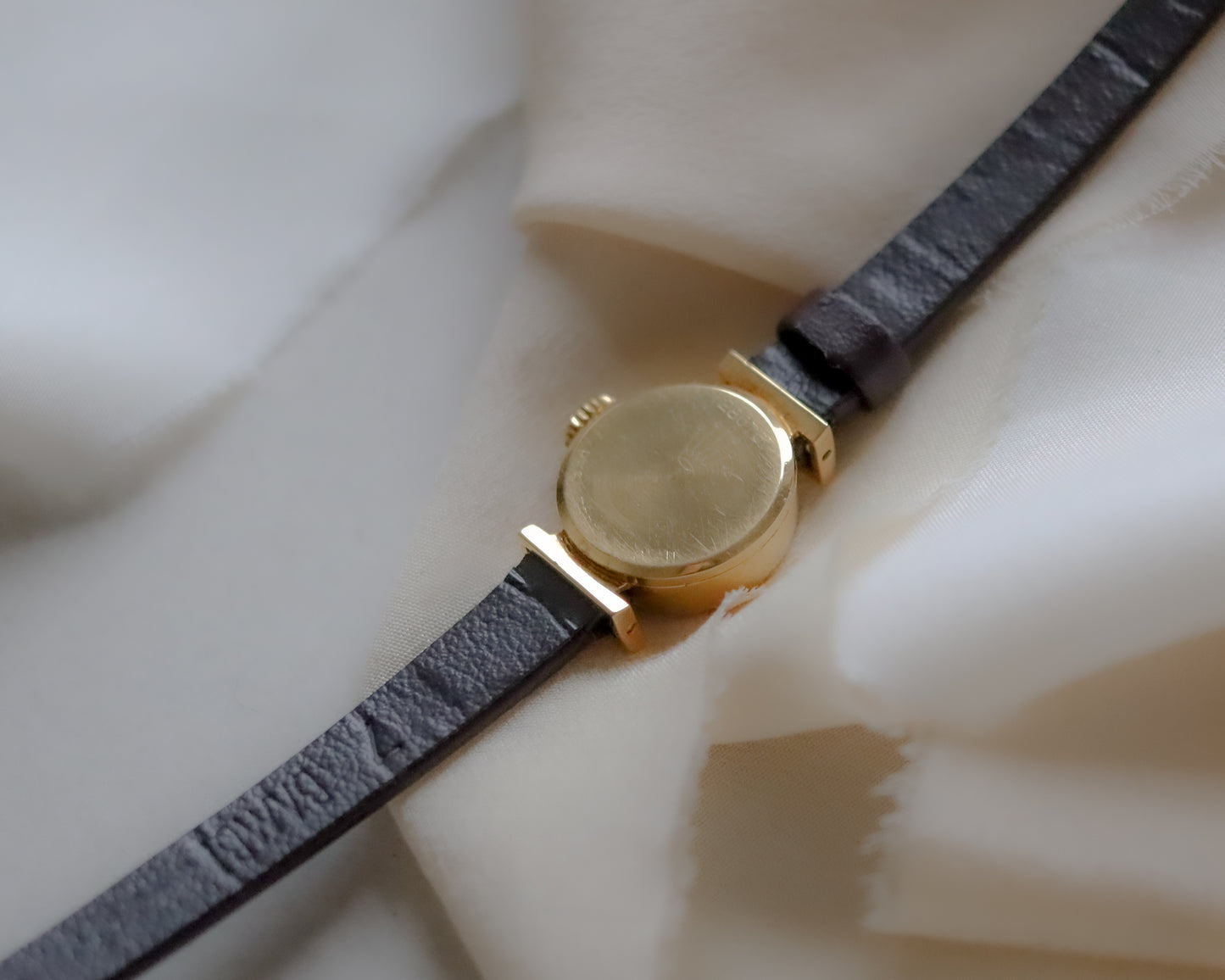 18ct gold Rolex Orchid brown leather watch - late 1960's