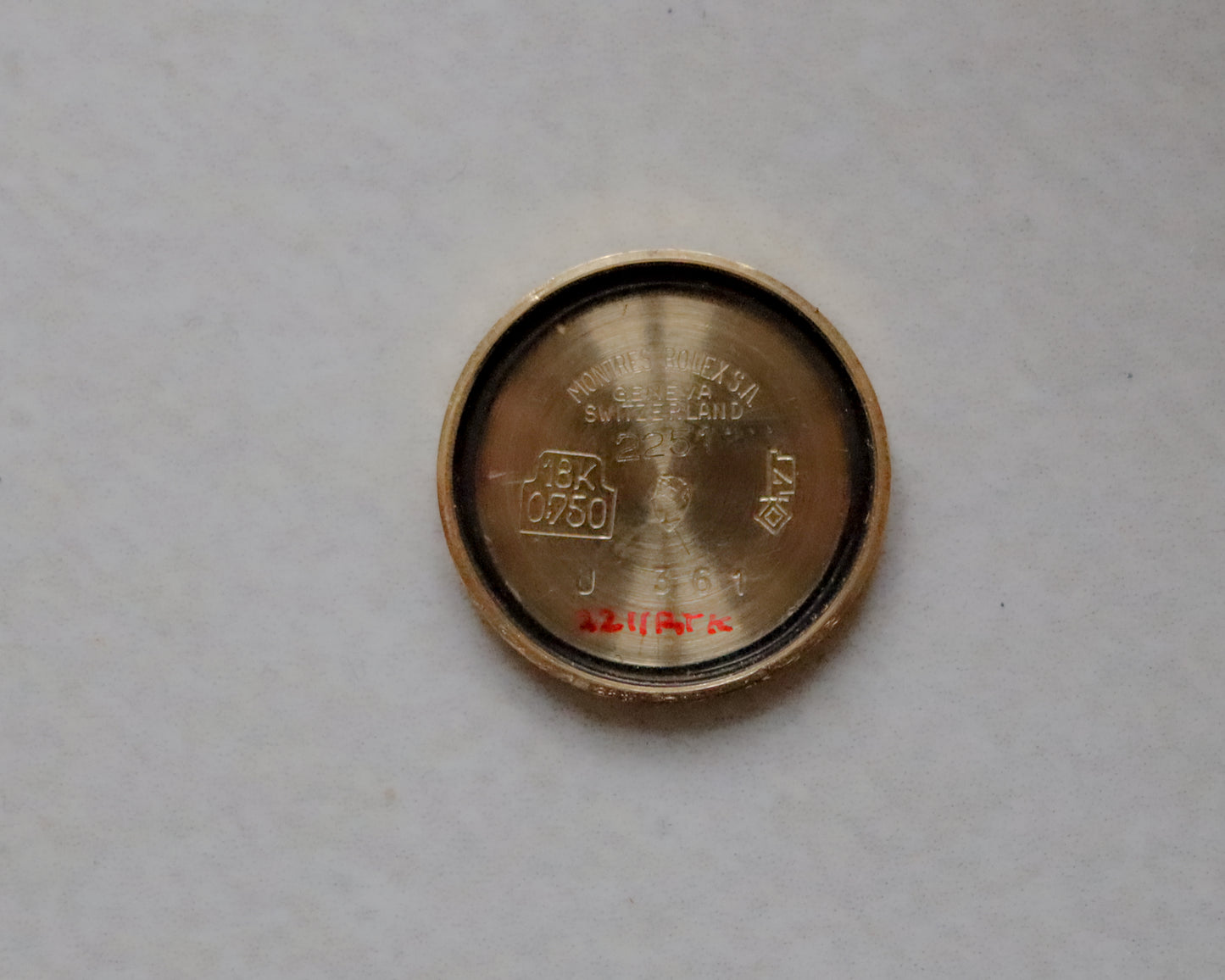 18ct gold Rolex Orchid brown leather watch - late 1960's