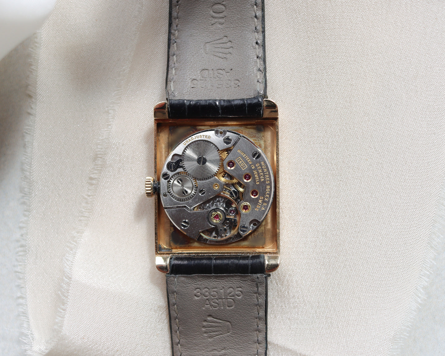 Super rare 18ct gold Rolex diamond Cellini Tank watch from the 1970's