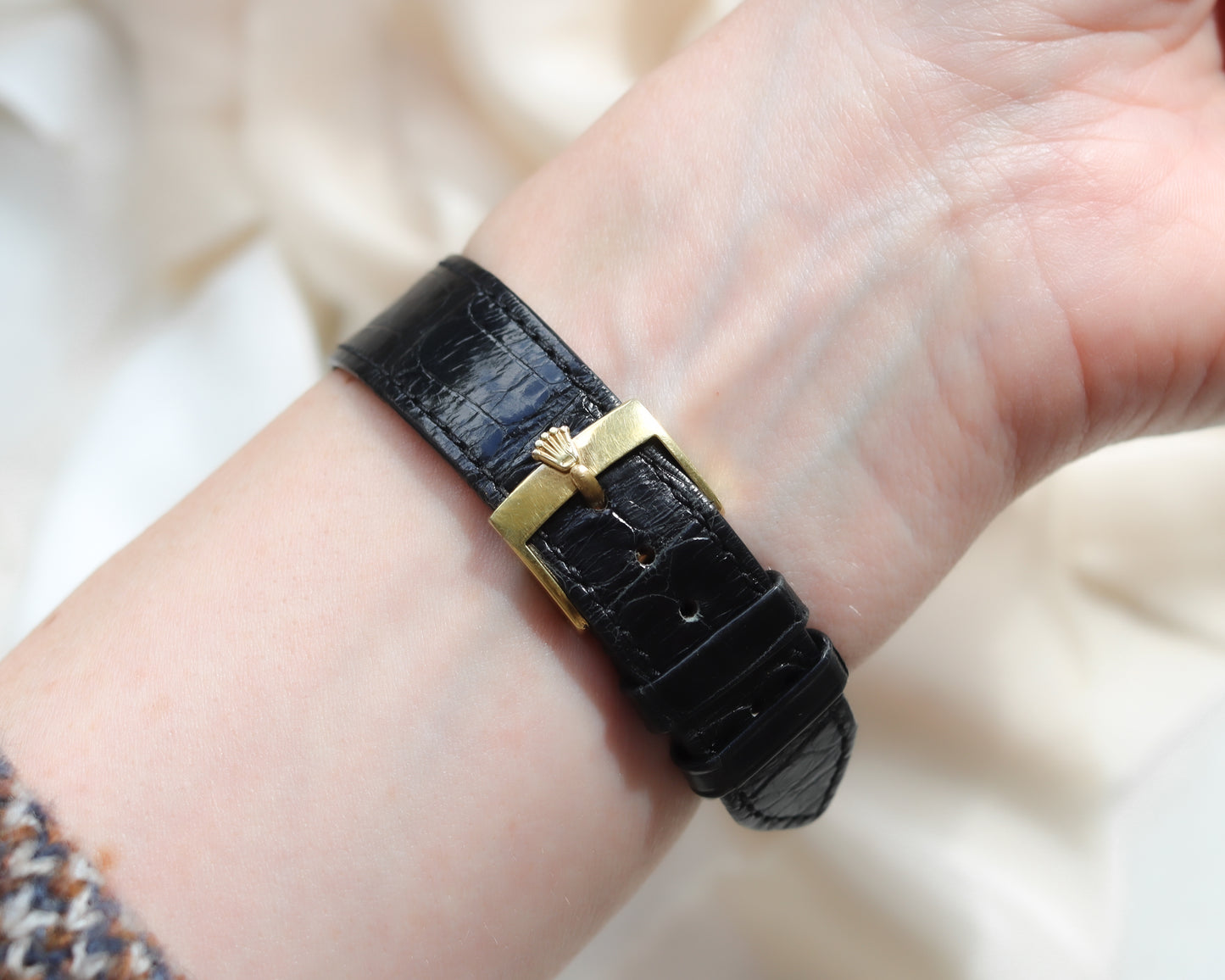 Super rare 18ct gold Rolex diamond Cellini Tank watch from the 1970's