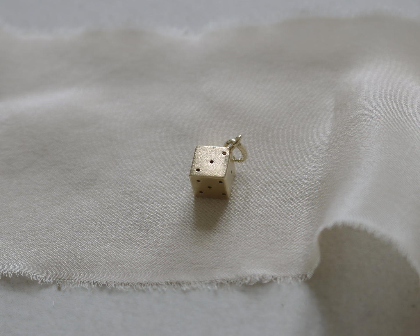 Brushed 9ct Gold Dice Pendant Charm
