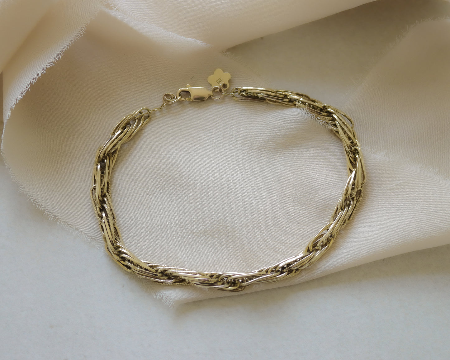Chunky 9ct fancy rope link bracelet