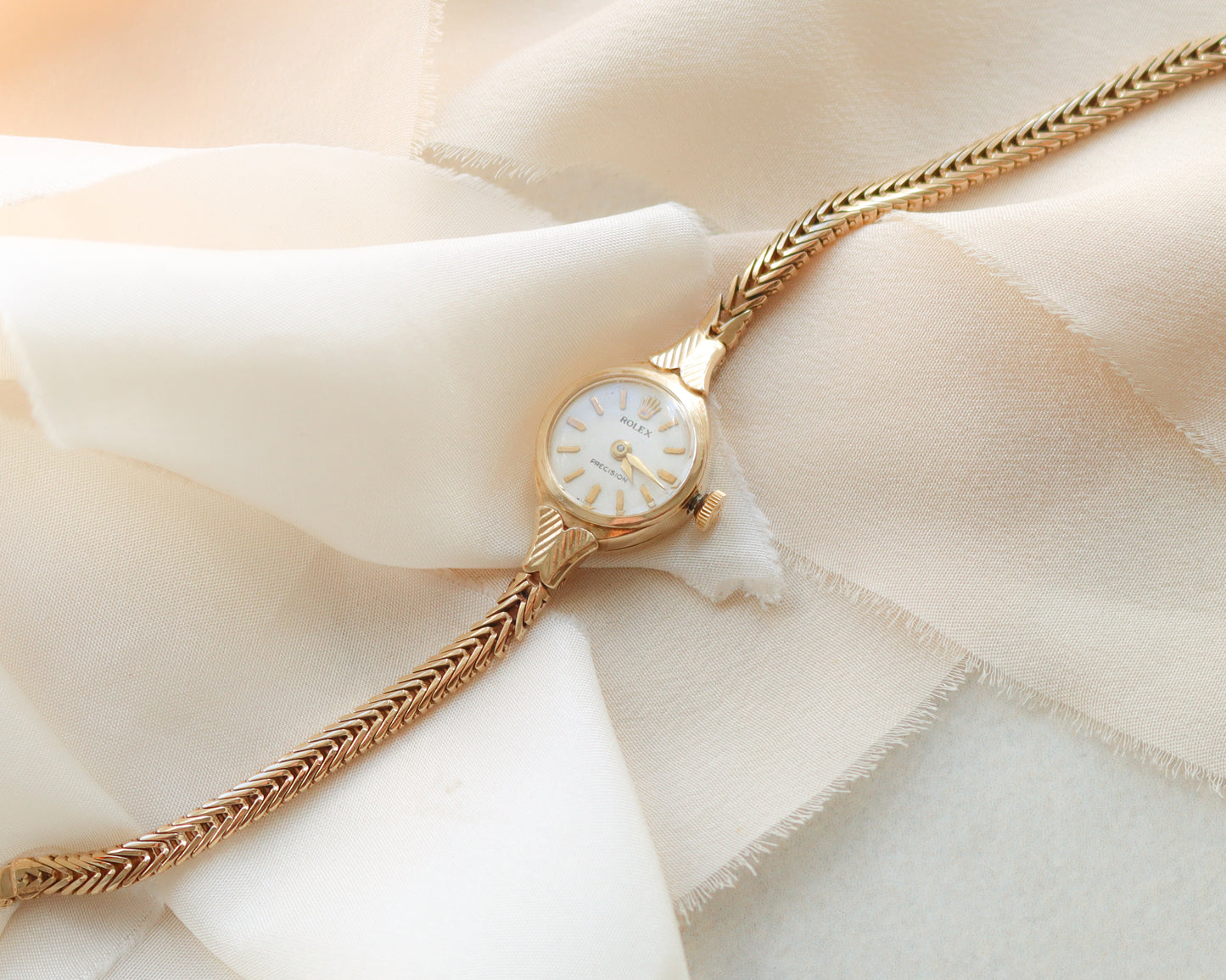 Ladies Rolex precision 9ct gold herringbone watch from 1963