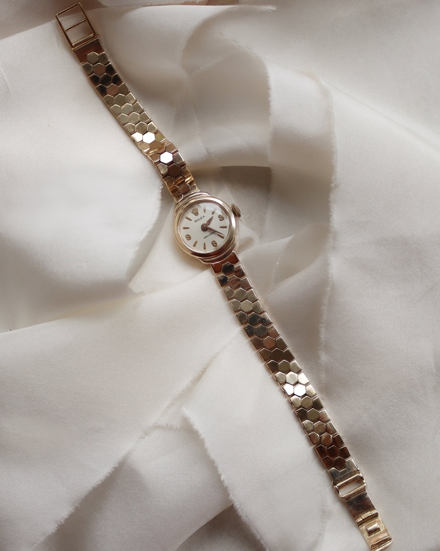 stunning 9ct gold honeycomb strap Rolex precision watch from 1962