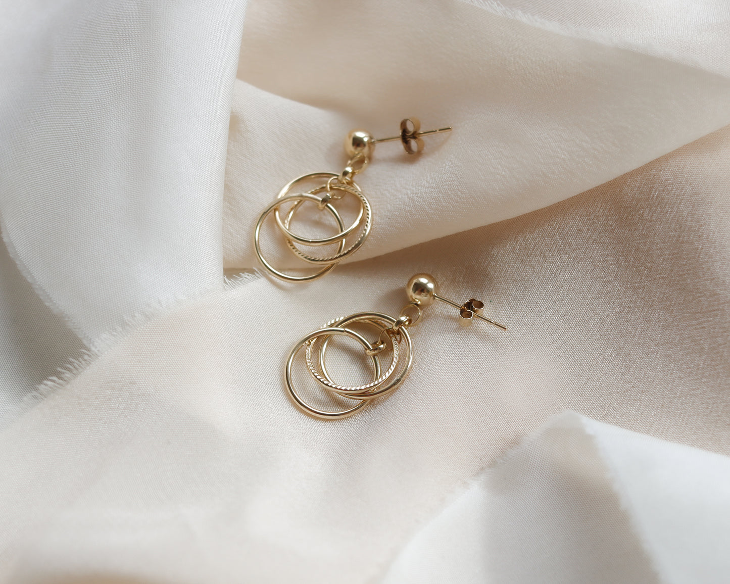 9ct Gold multi hoop dangle drop earrings