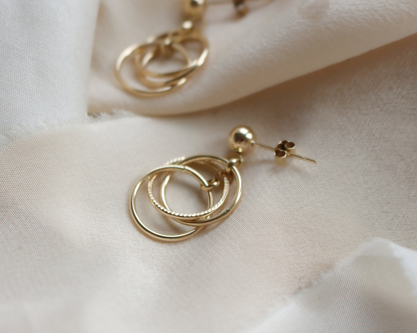 9ct Gold multi hoop dangle drop earrings