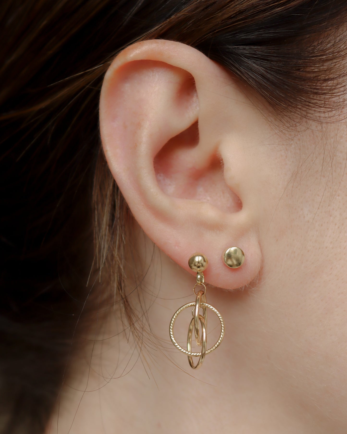 9ct Gold multi hoop dangle drop earrings