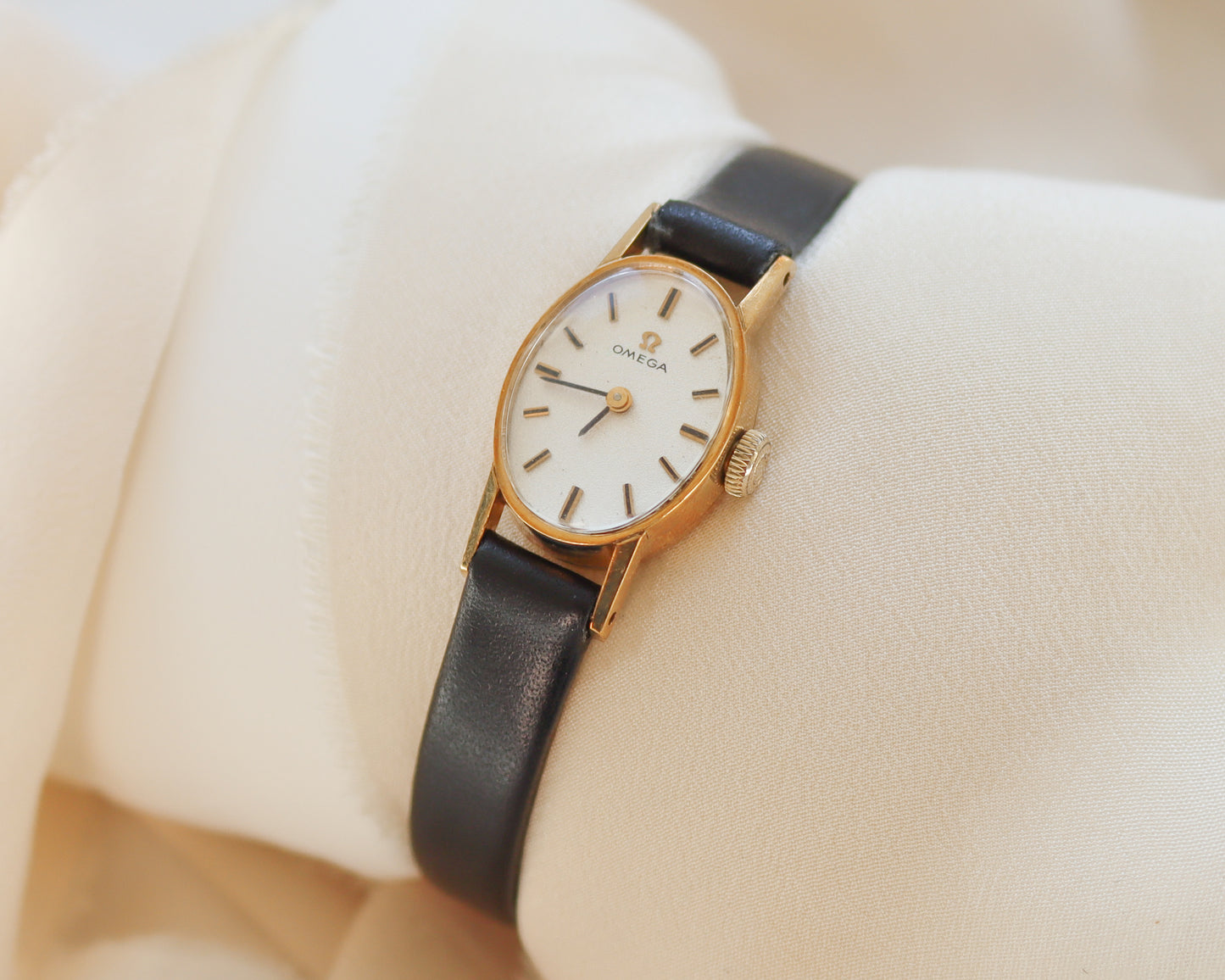 9ct gold oval Omega watch - 1972