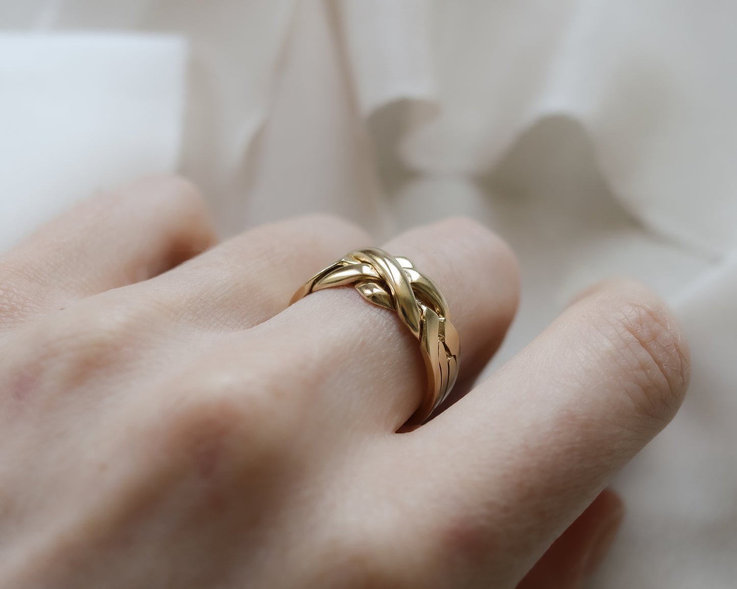 9ct yellow gold 4 piece puzzle ring UK T - 1999