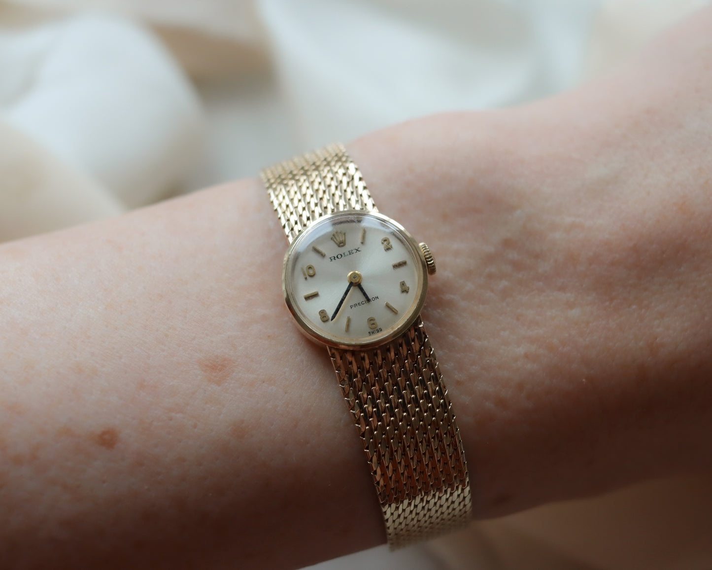 9ct gold mesh strap Rolex precision watch from 1969