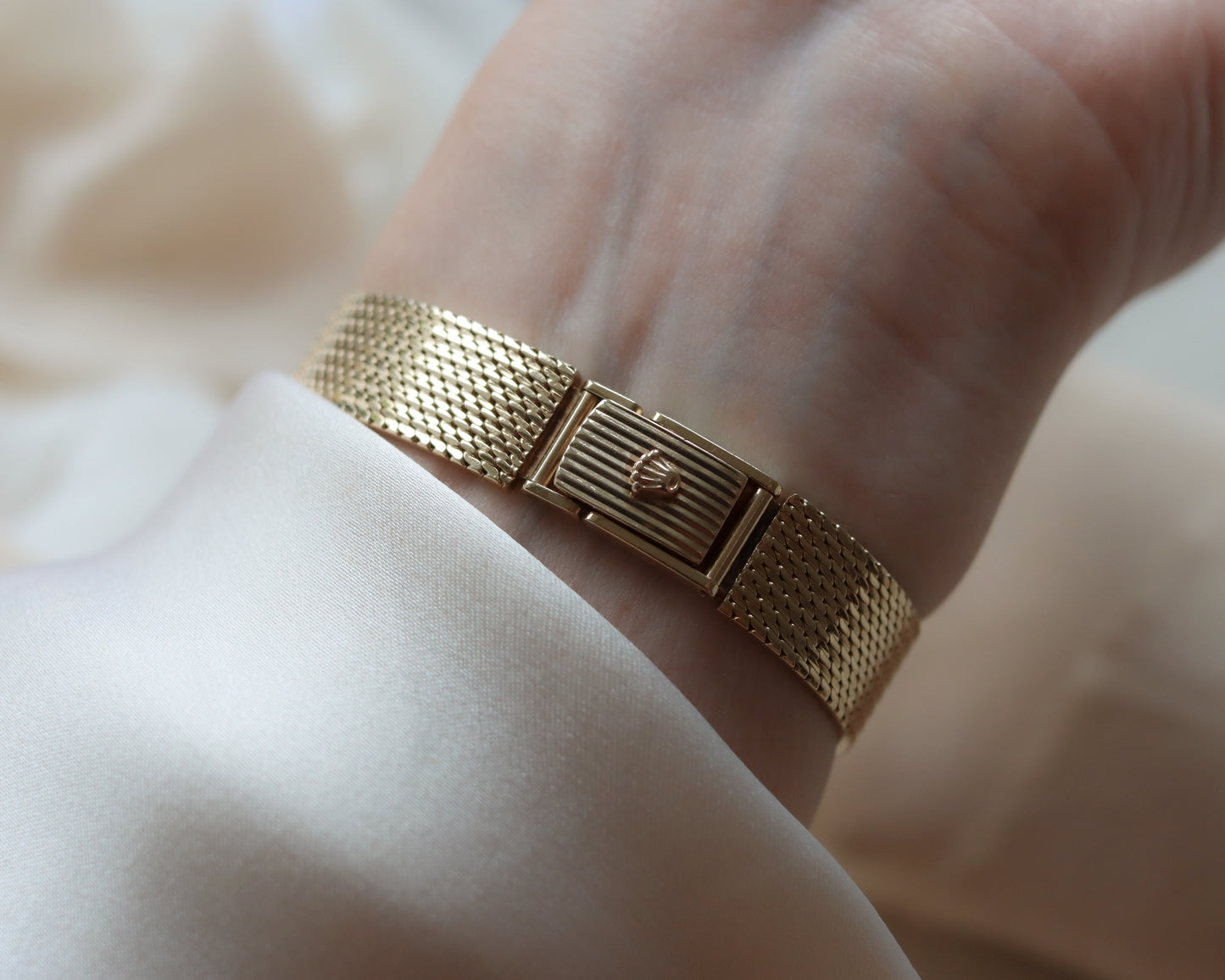 9ct gold mesh strap Rolex precision watch from 1969
