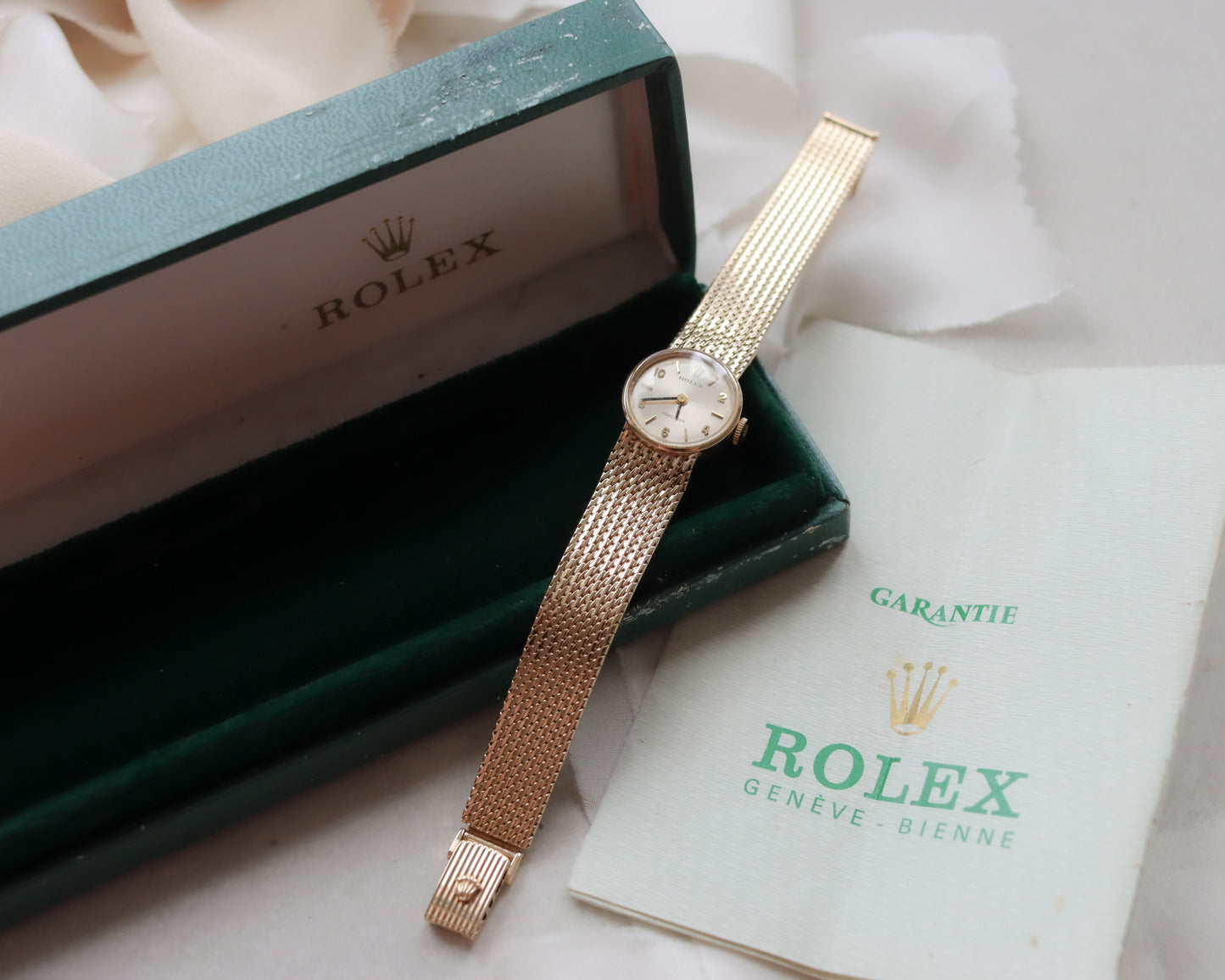 9ct gold mesh strap Rolex precision watch from 1969