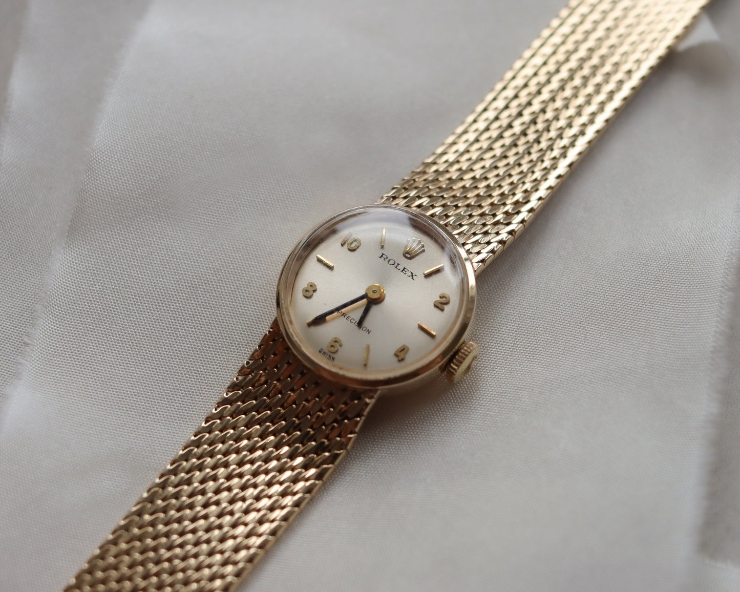 9ct gold mesh strap Rolex precision watch from 1969