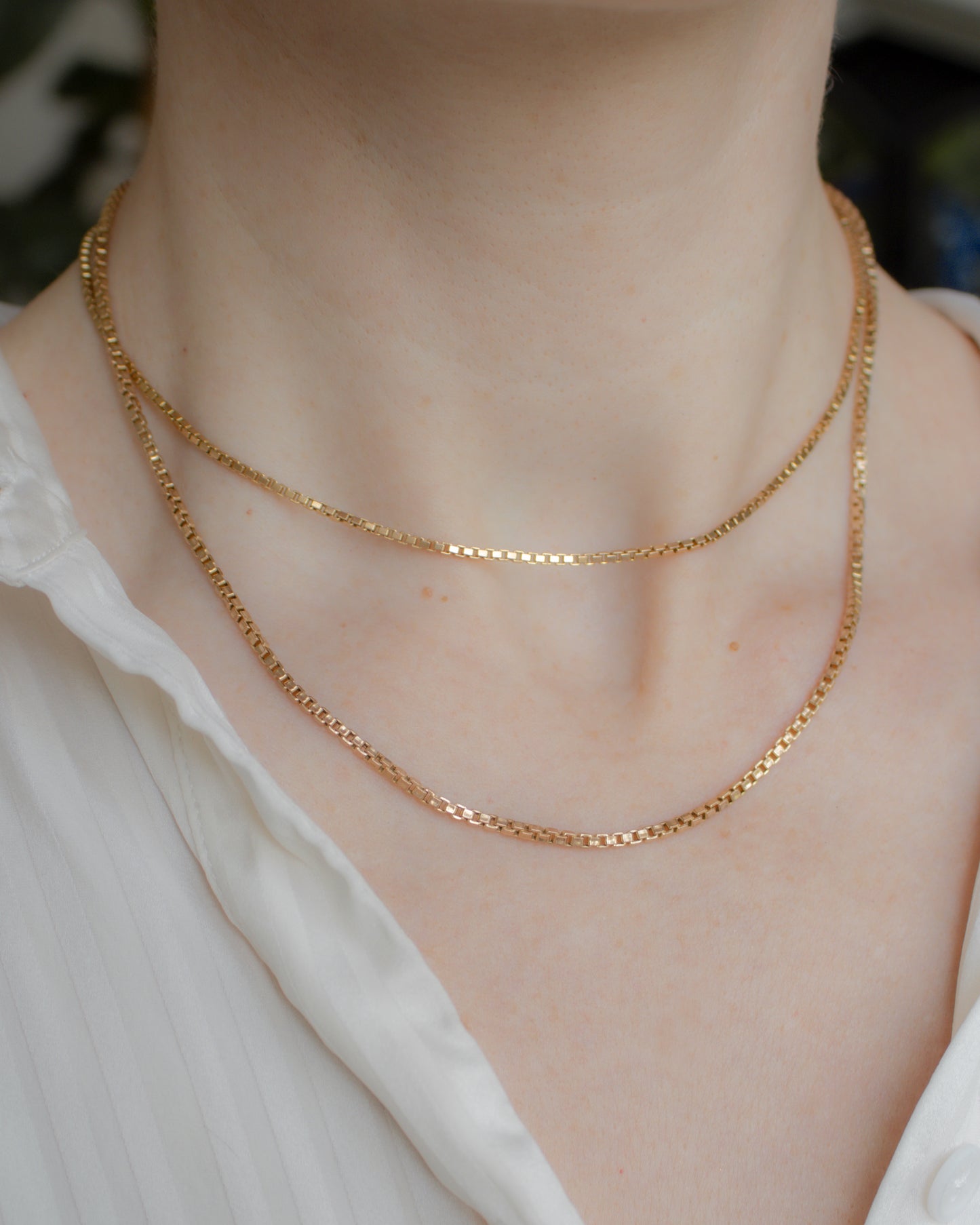Vintage 9ct Gold Box Link Necklace - 39.5cm