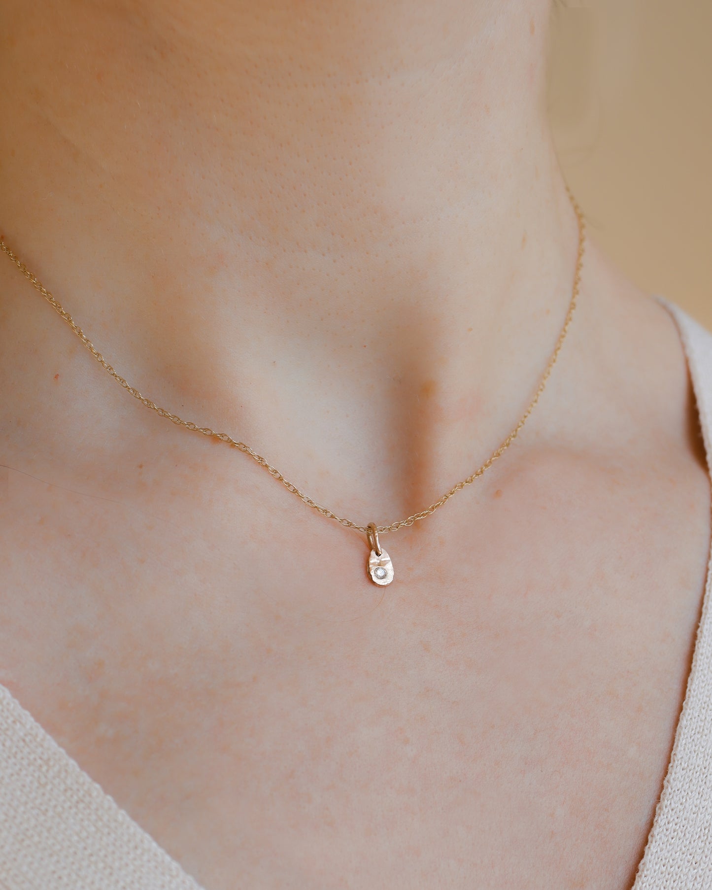 9ct rose gold rustic oval larger diamond charm