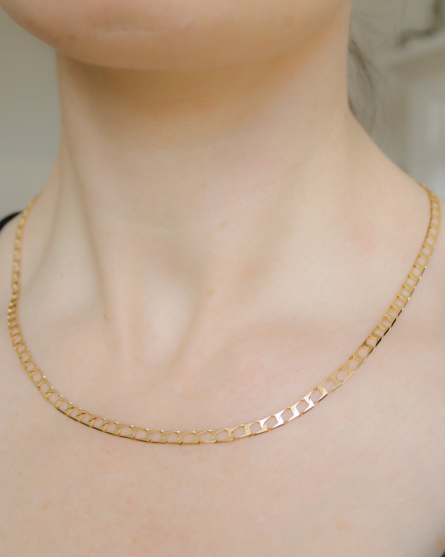 9ct gold square flat curb link chain necklace