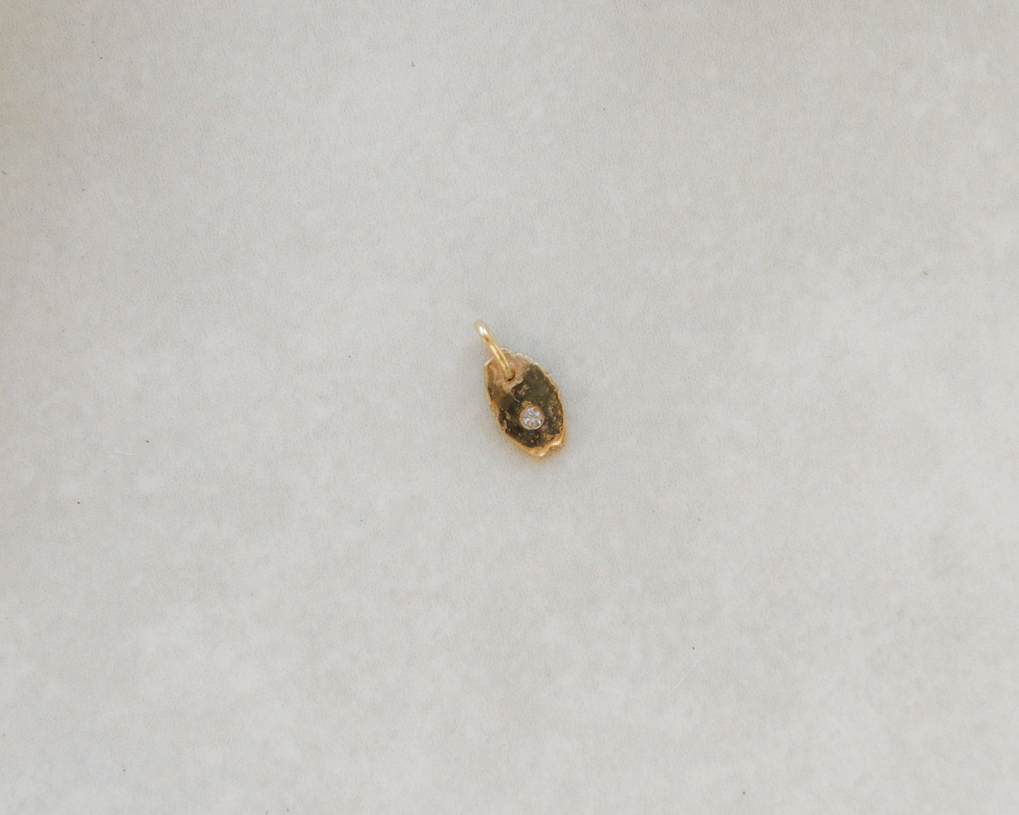 9ct yellow gold rustic oval smaller diamond charm pendant