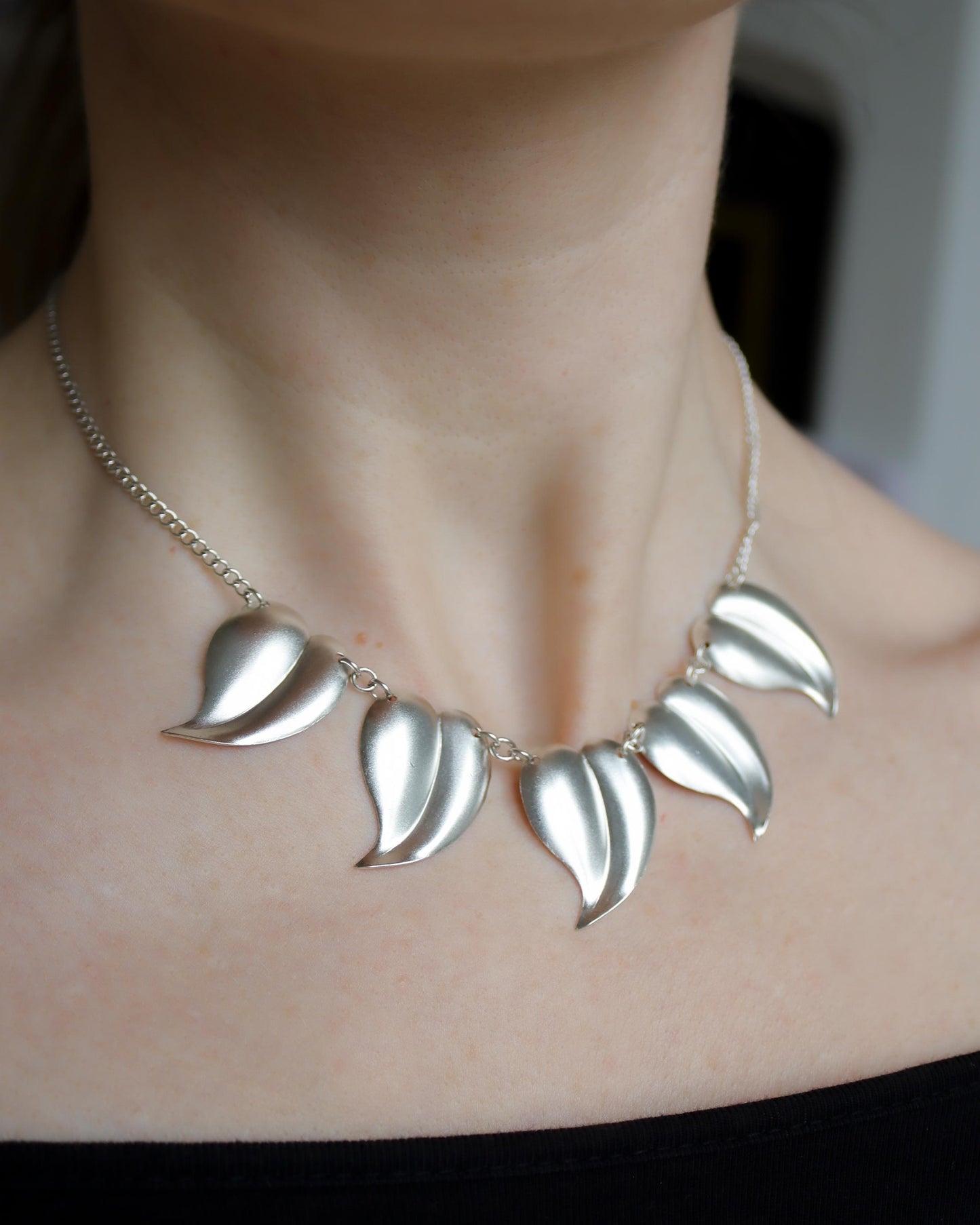 Sterling silver foliage necklace