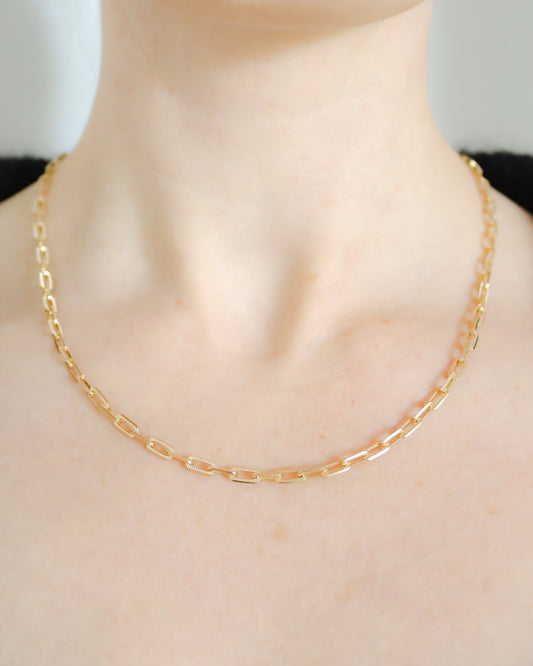 10ct gold vintage heavy paperclip link necklace
