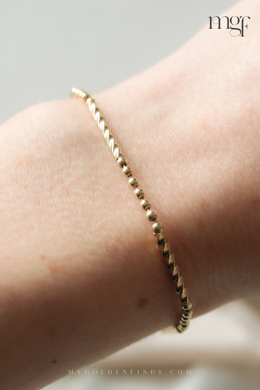14ct gold ball-link and twisted panel bracelet