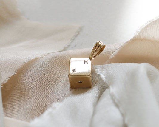 10ct gold diamond dice pendant