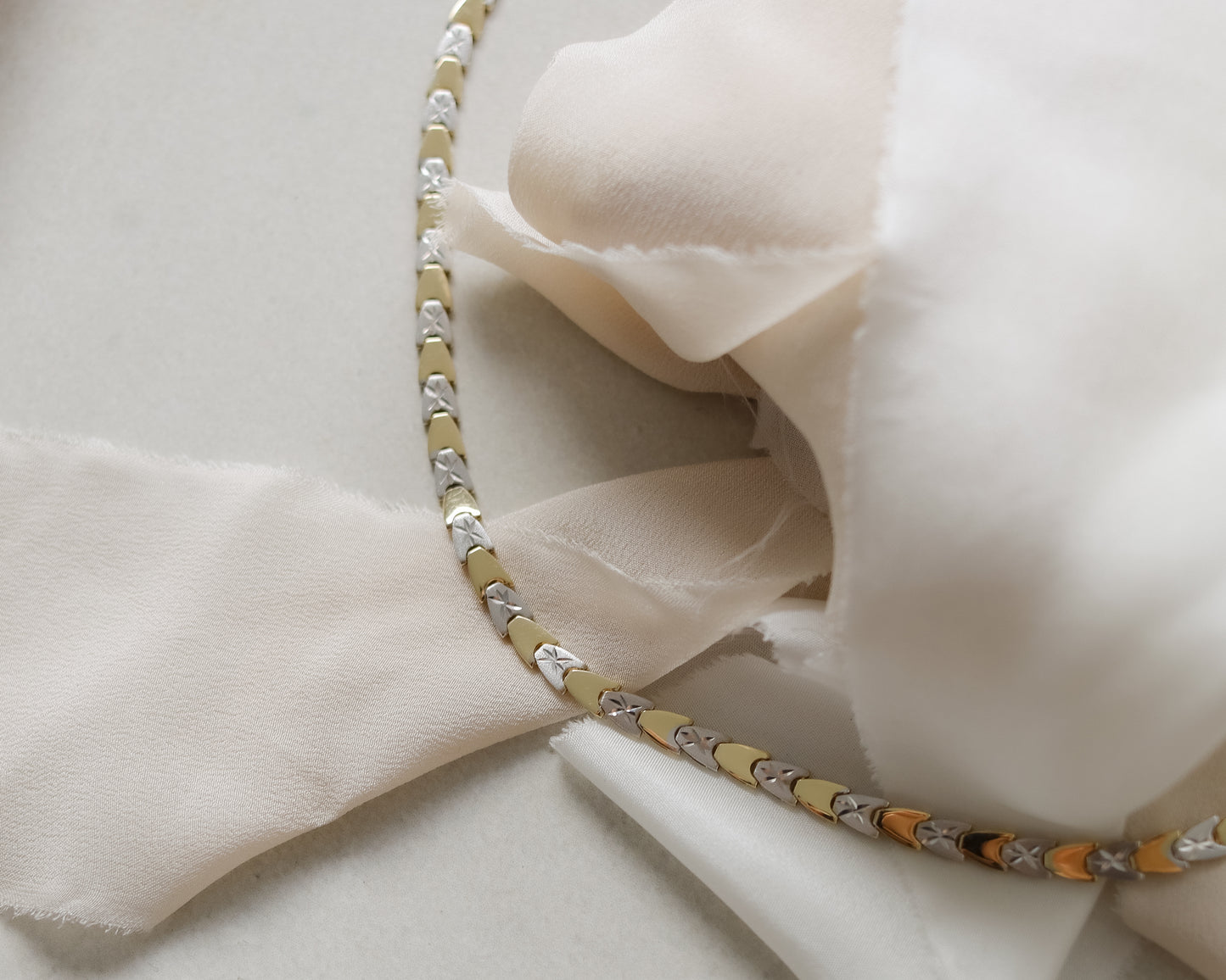 Vintage Italian 14ct Two-Tone Gold Necklace - 45cm