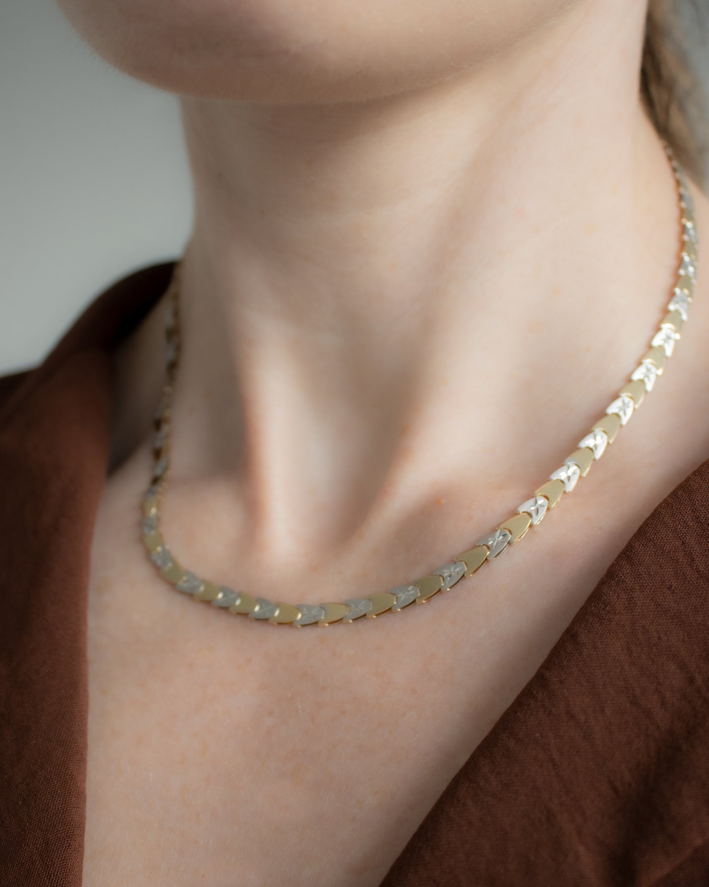 Vintage Italian 14ct Two-Tone Gold Necklace - 45cm