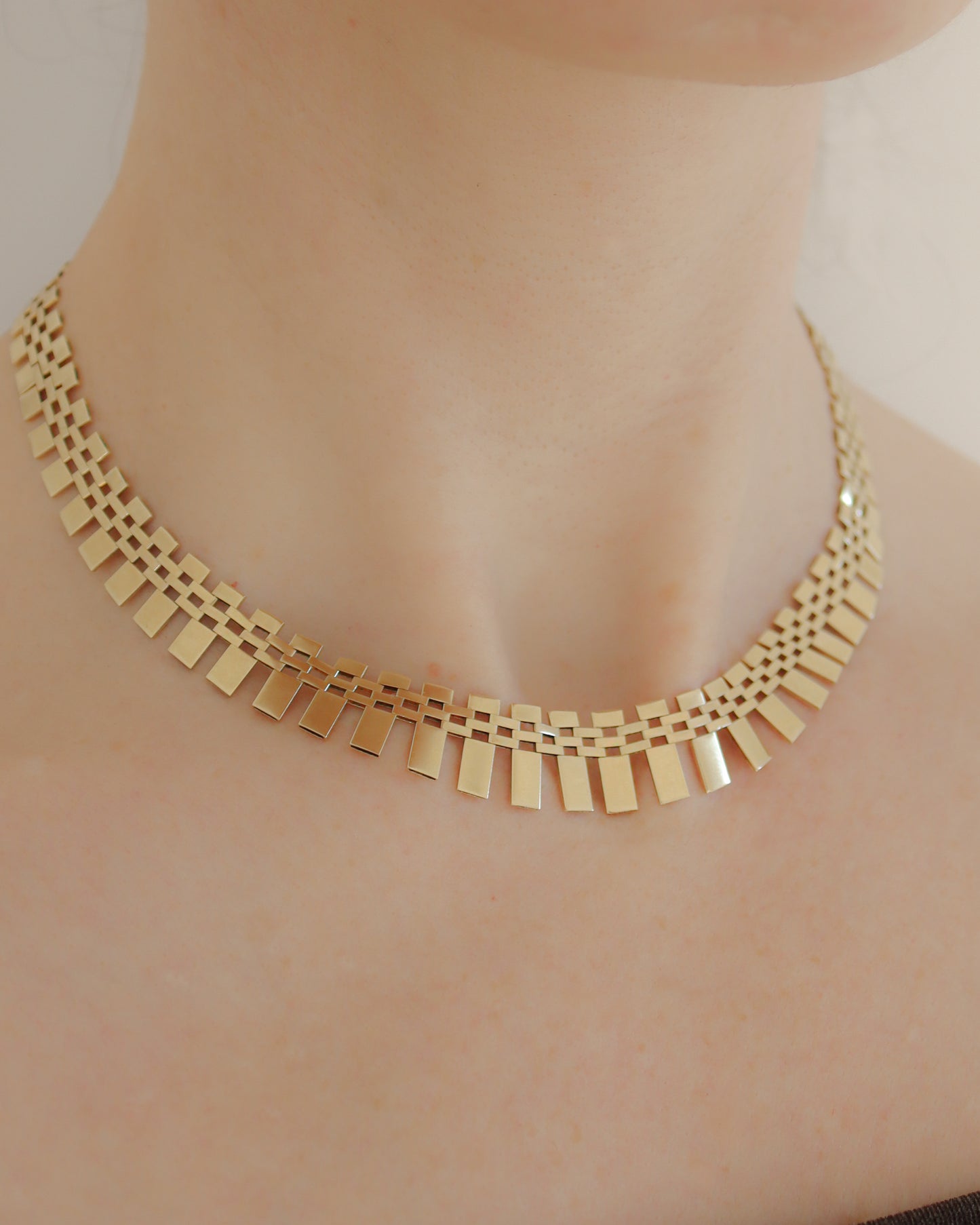 Vintage 14ct gold fringe-style necklace