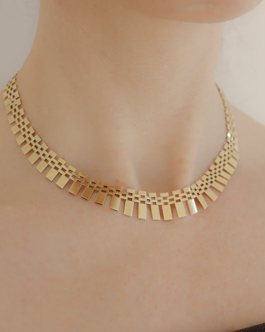 Vintage 14ct gold fringe-style necklace