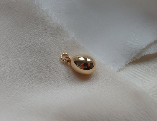 Solid 14ct Yellow Gold Egg Pendant Charm