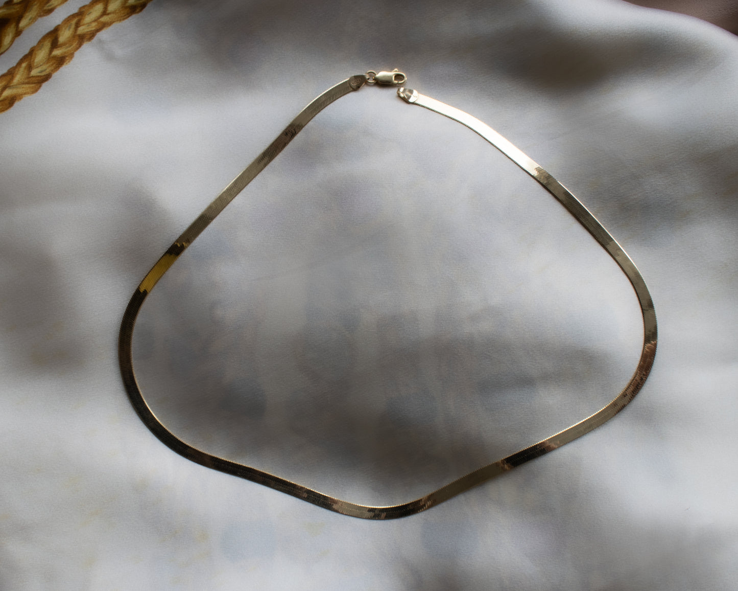Vintage Italian 14ct Gold Flat Necklace - 40cm