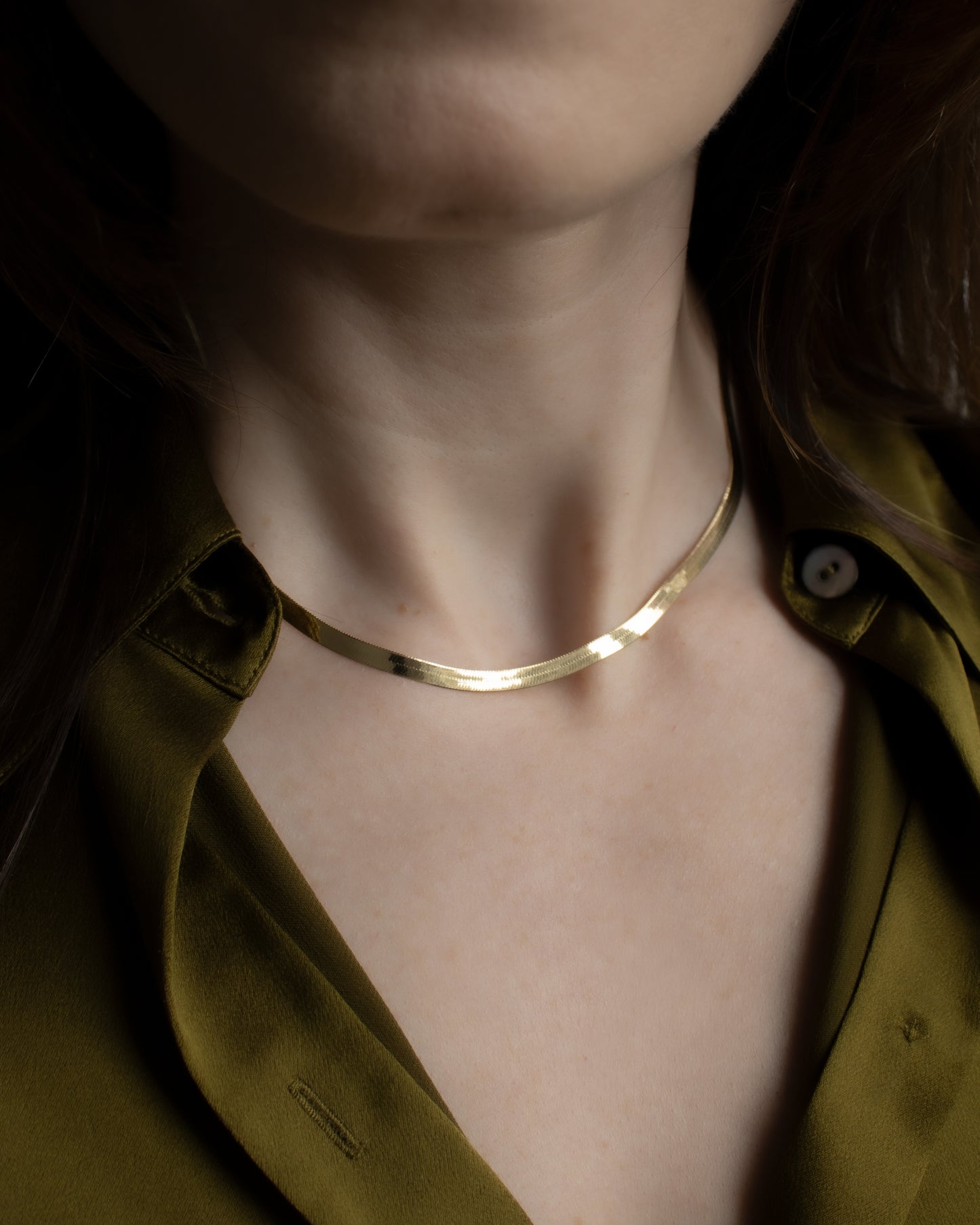 Vintage Italian 14ct Gold Flat Necklace - 40cm