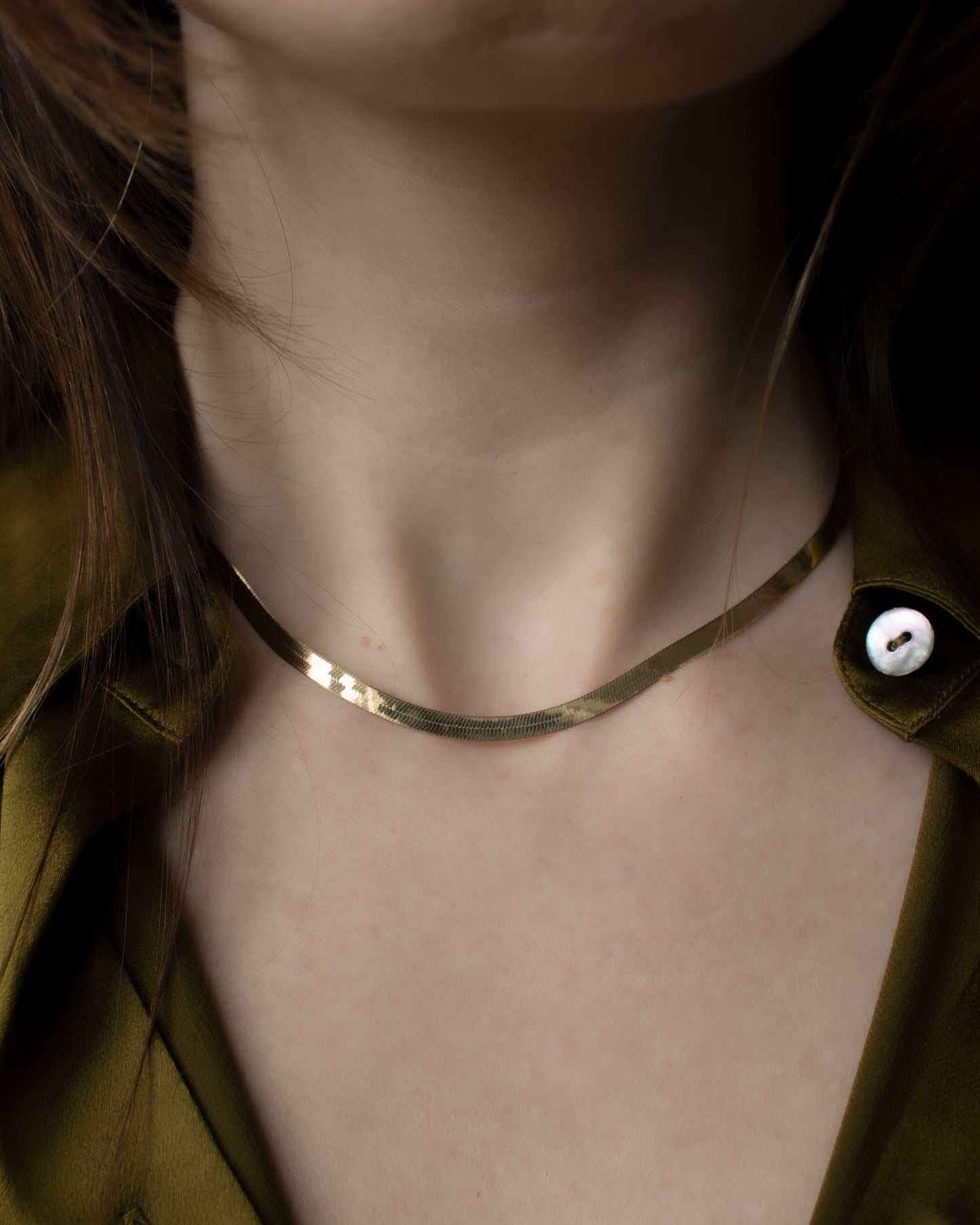 Vintage Italian 14ct Gold Flat Necklace - 40cm