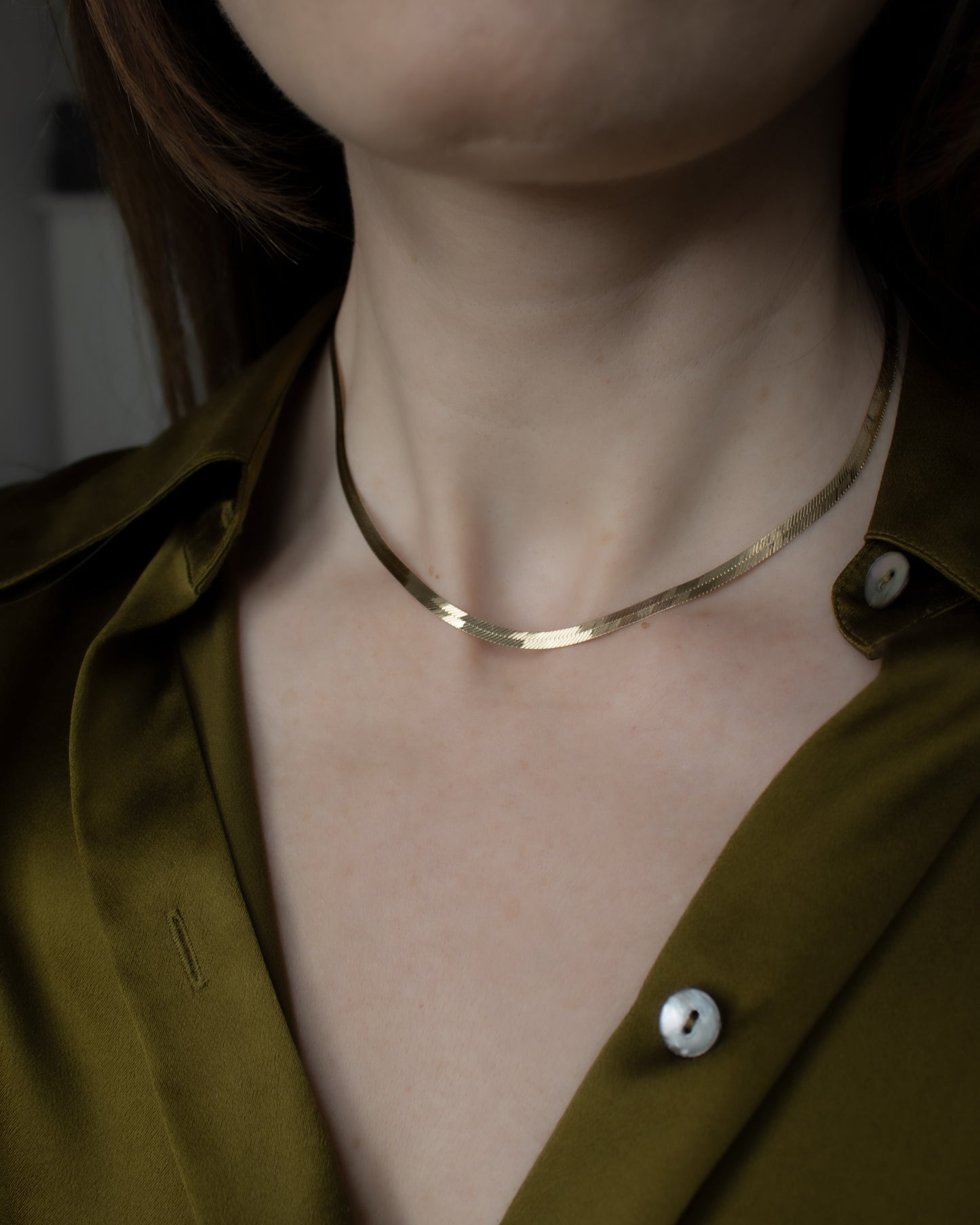 Vintage Italian 14ct Gold Flat Necklace - 43cm