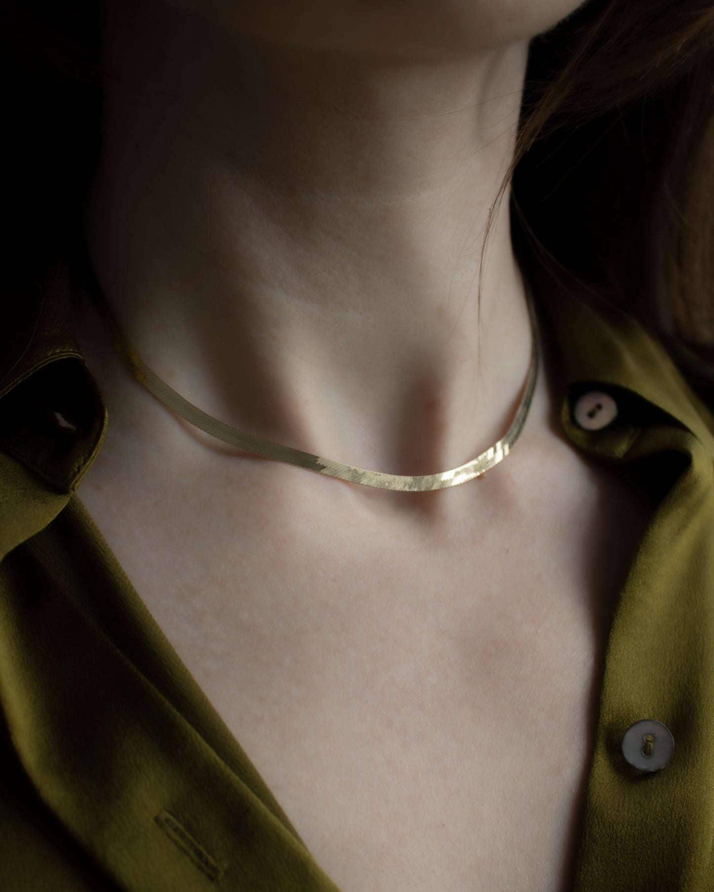 Vintage Italian 14ct Gold Flat Necklace - 43cm