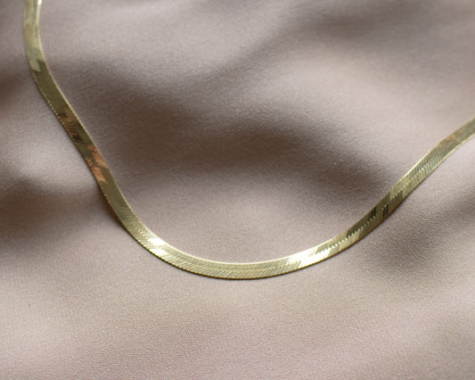 Vintage Italian 14ct Gold Flat Necklace - 43cm
