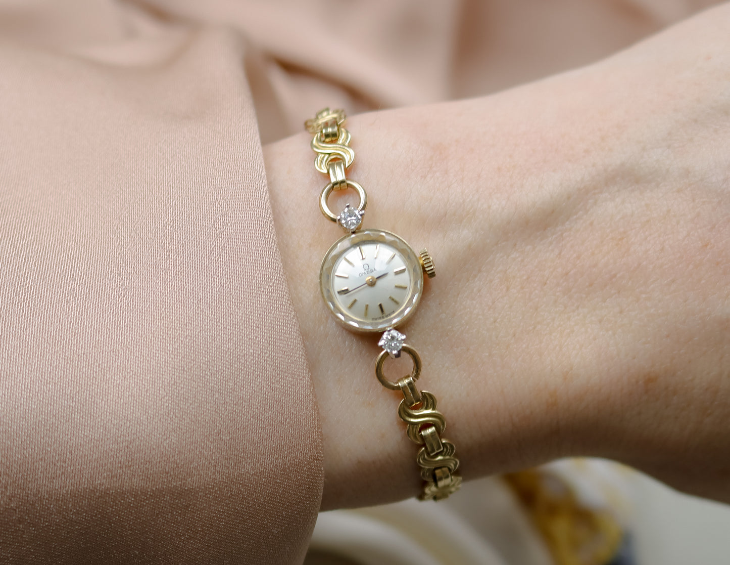 Vintage 14ct gold Omega Ladies Diamond Cocktail Watch - 1966