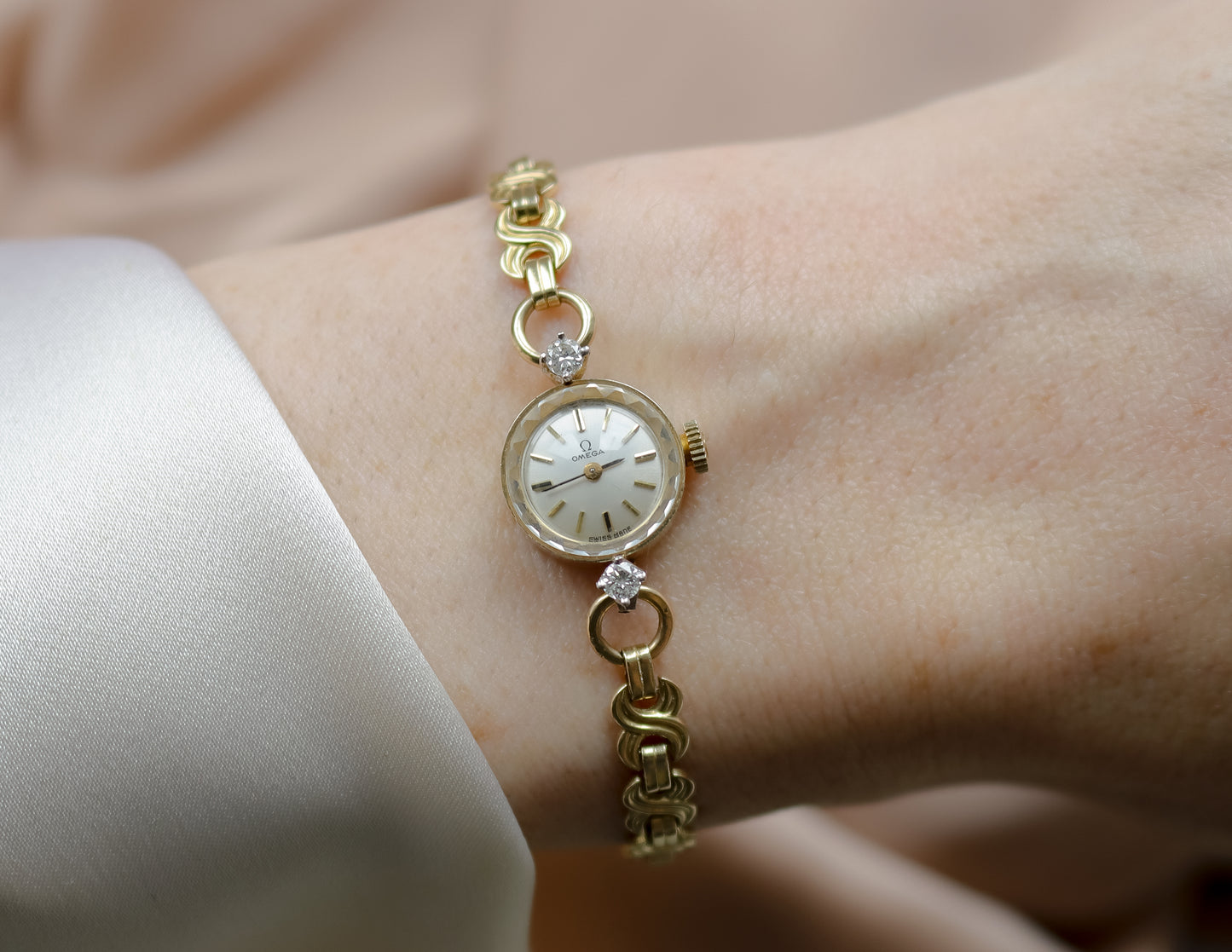 Vintage 14ct gold Omega Ladies Diamond Cocktail Watch - 1966