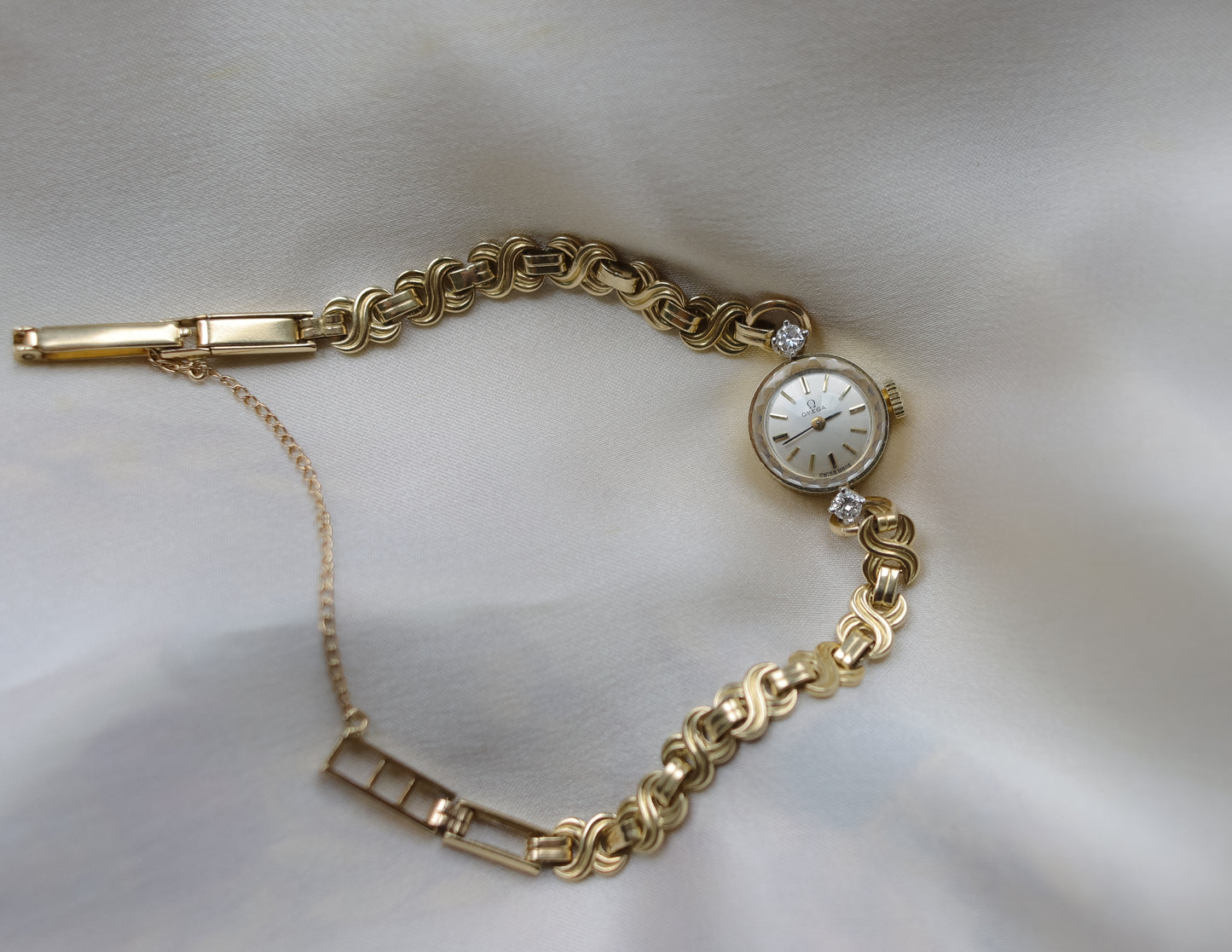 Vintage 14ct gold Omega Ladies Diamond Cocktail Watch - 1966
