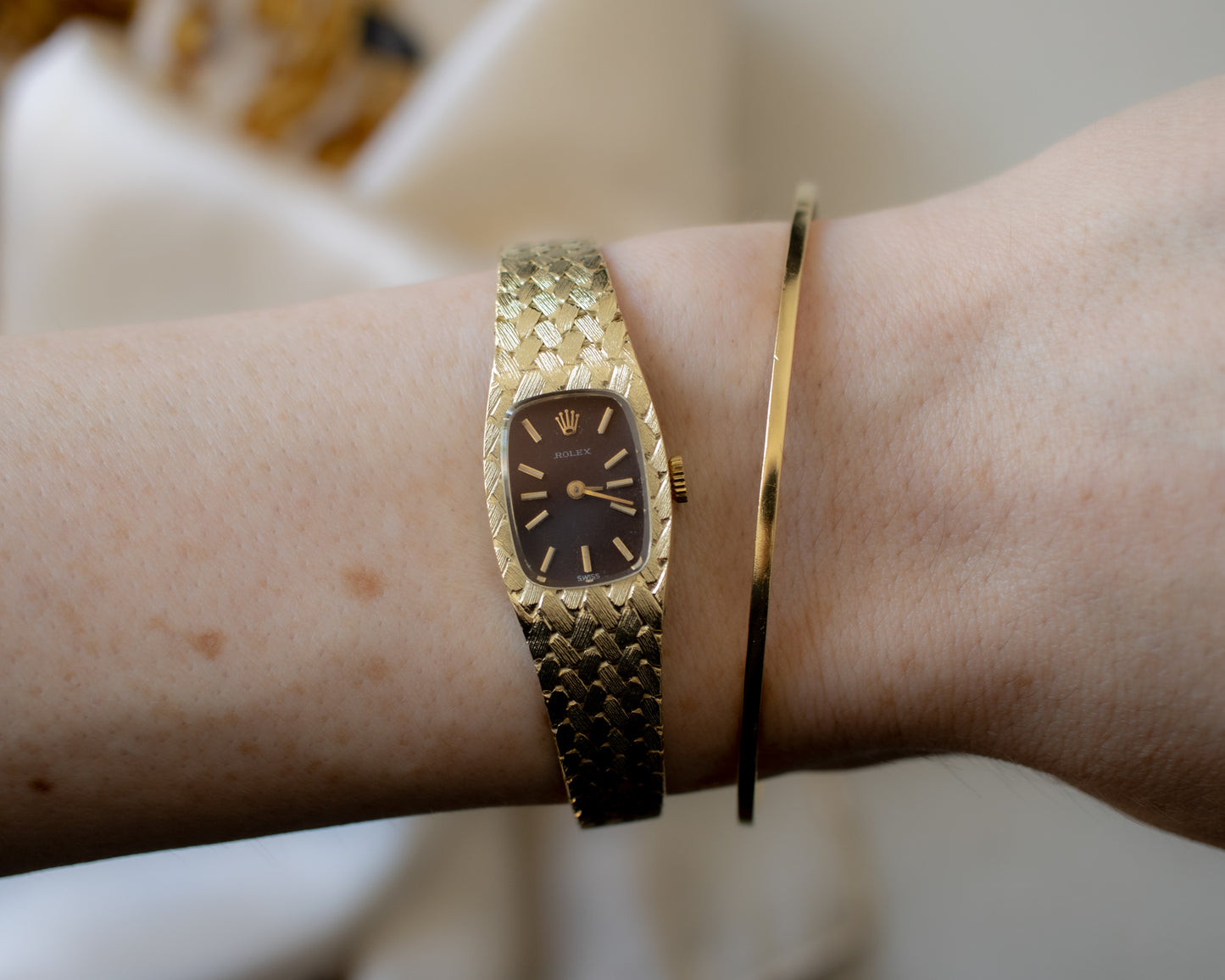 Rare Vintage Ladies Rolex 14ct Gold Bracelet Watch - 1970s