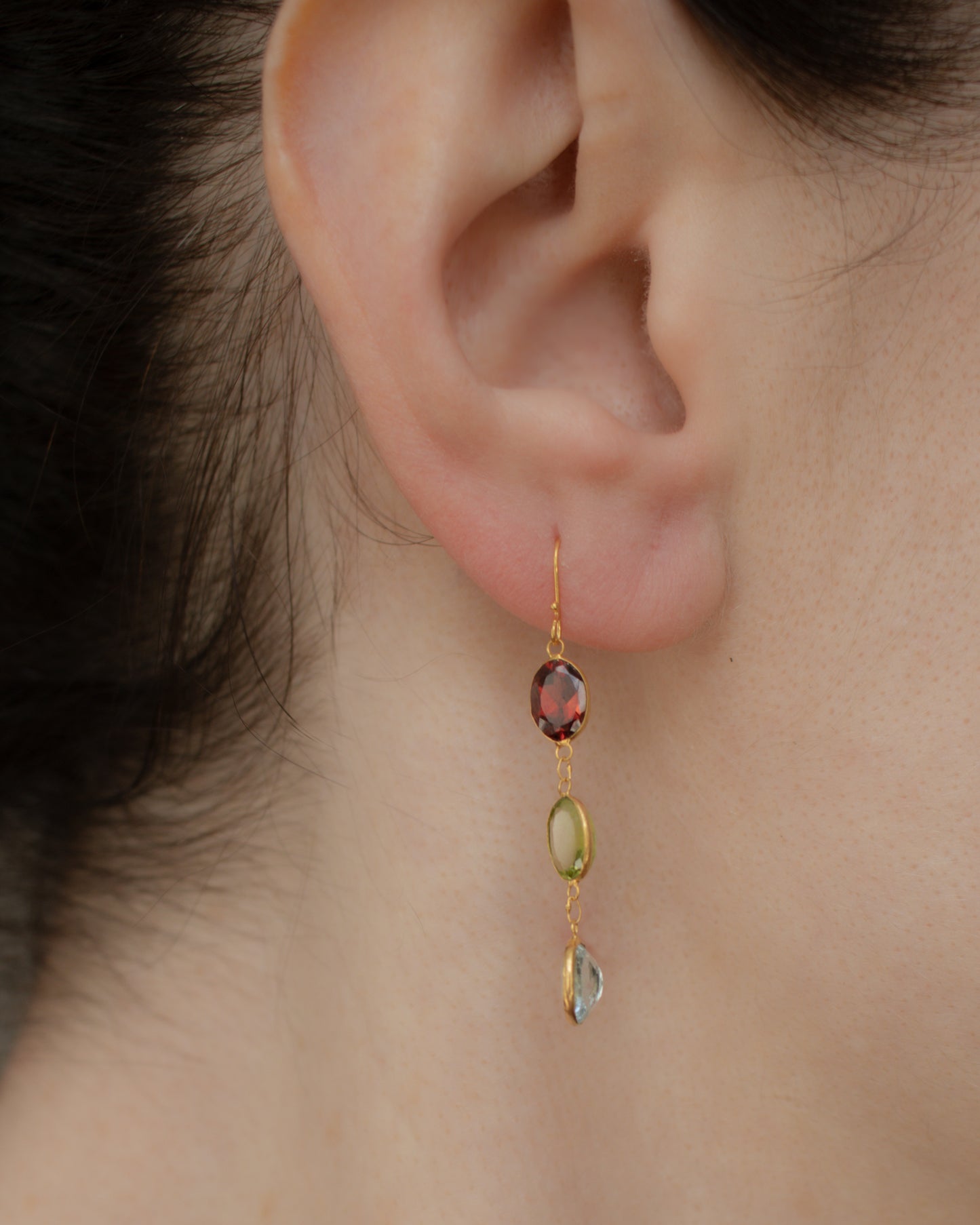 14ct Yellow Gold Multi-Gem Drop Earrings