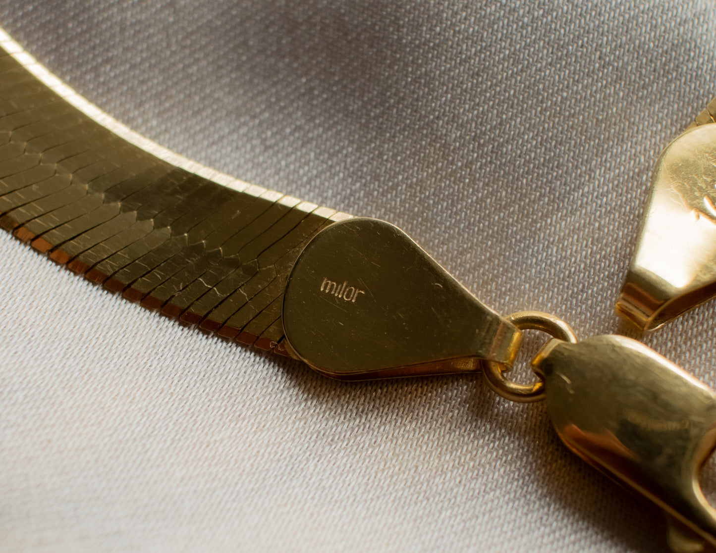 Vintage Milor 14ct Gold Flat Herringbone Necklace - 46cm
