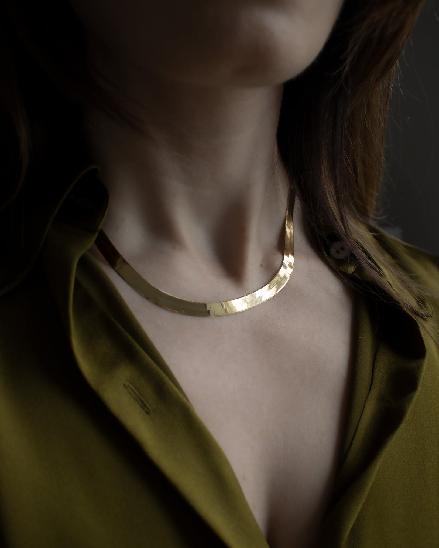 Vintage Milor 14ct Gold Flat Herringbone Necklace - 46cm