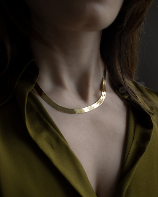 Vintage Milor 14ct Gold Flat Herringbone Necklace - 46cm