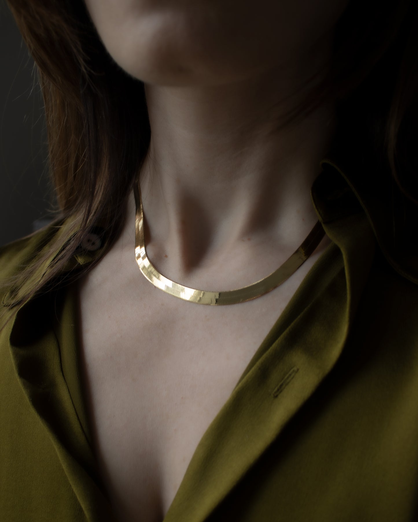 Vintage Milor 14ct Gold Flat Herringbone Necklace - 46cm
